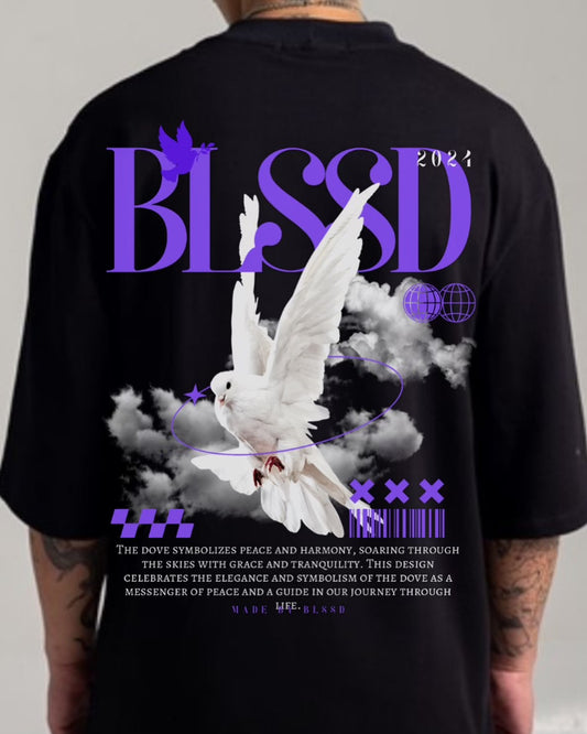 Playera oversize BLESSED color negra